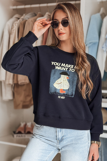 Damen Oversize bedrucktes Sweatshirt GOOSHY navy blau Dstreet BY1428