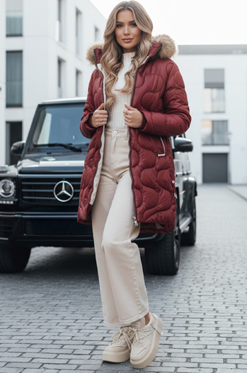 Damen Winterjacke VIRELIA gesteppt mit Kapuze kastanienbraun Dstreet TY4935