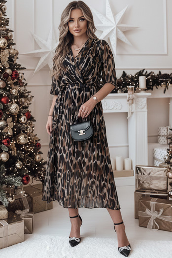 TIGRISSA Einheitsgröße Midikleid schwarz und braun Dstreet EY2546