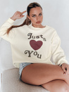 Damen Oversize bedrucktes Sweatshirt FEELME beige Dstreet BY1476