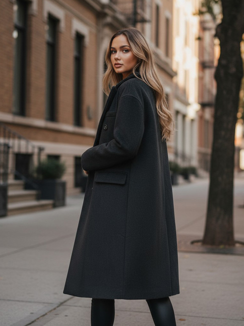 Damen Wintermantel lang oversize schwarz Dstreet NY0765z