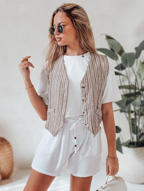 Damen SUMMER TRIP Stoff Shorts weiß Dstreet SY0438