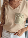 Damen T-shirt mit Aufdruck TASTI Farbe Pfirsichfarbe DSTREET RY2599