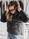 Damen kurze GLAMVO Daunenjacke mit Kapuze schwarz Dstreet TY4950
