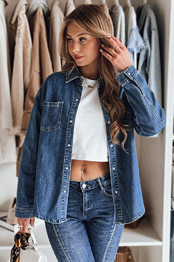 Damen Jeanshemd in Übergröße OVERLLO blau Dstreet DY0454