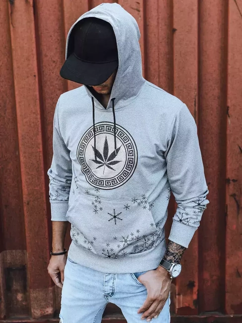 Herren Kapuzenpullover mit Aufdruck Grau Dstreet BX5327