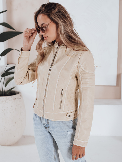 Damen Leder Ramones Jacke ROCKMISS beige Dstreet TY5226