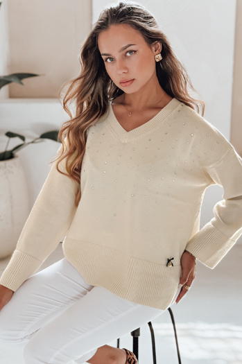 Damen Pullover mit V-Ausschnitt VERALIA ecru Dstreet MY2517