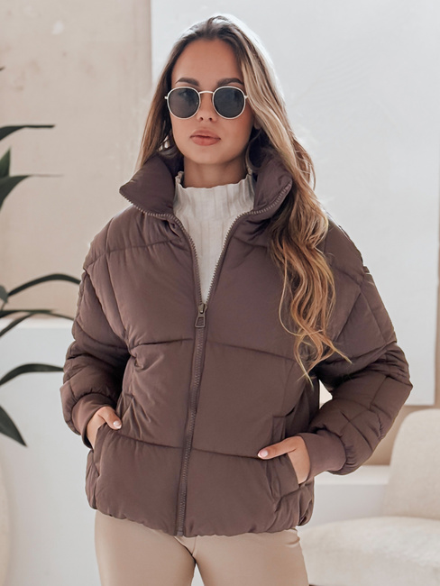 Kurze Damen-Winter-Steppjacke VIBEGIRL dunkelbeige Dstreet TY4945