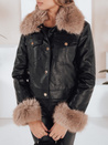 Damen Leder Ramones Jacke mit Pelz schwarz Dstreet TY5206