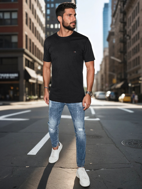 Besticktes Herren-T-Shirt schwarz Dstreet RX5635