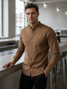 Herren Freizeithemd mit Stehkragen braun Dstreet DX2592