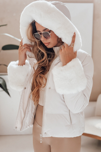 Damen Winterjacke YOUWARM kurz gesteppt mit Fell weiß Dstreet TY5007