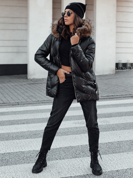 Damen CLASSIQ Winter Steppjacke mit Kapuze schwarz Dstreet TY4623