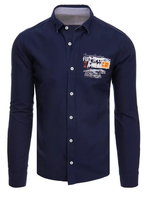 Herren Langarm Hemd Farbe Dunkelblau DSTREET DX2281