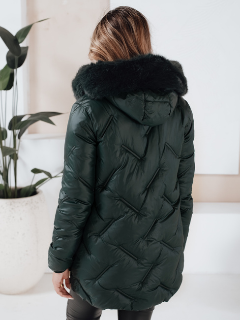 Damen Winterjacke LOVEINSIDE gesteppt mit Fell dunkelgrün Dstreet TY5050