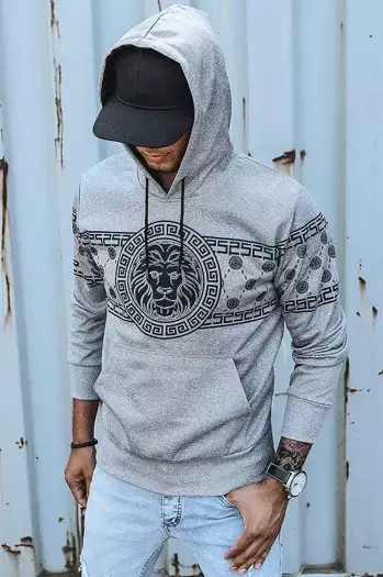Herren Kapuzenpullover mit Aufdruck Grau Dstreet BX5309