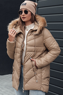 Damen Winterjacke MELOMA gesteppt mit Kapuze beige Dstreet TY4712