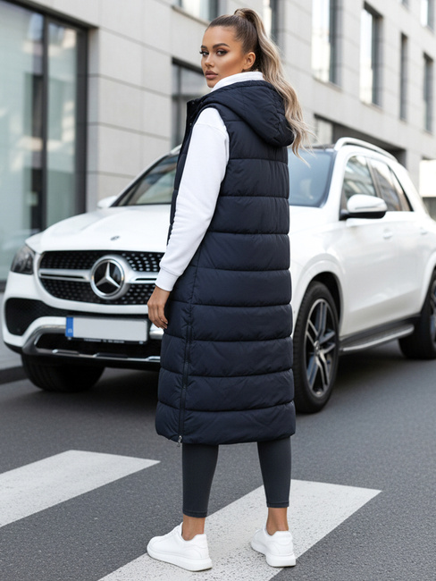 Lange gesteppte Damenweste navy blau Dstreet TY5252