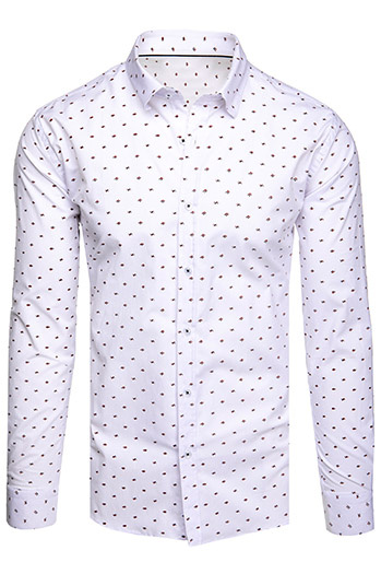 Herren Langarmhemd gemustert weiß Dstreet DX2607