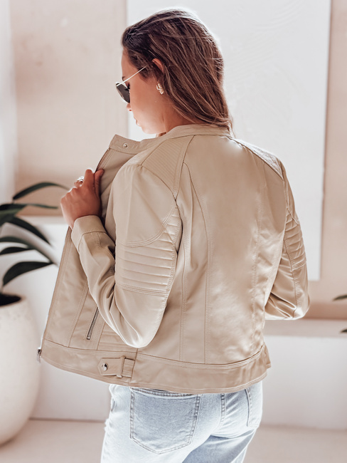 Damen Leder Ramones Jacke ROCKMISS beige Dstreet TY5215