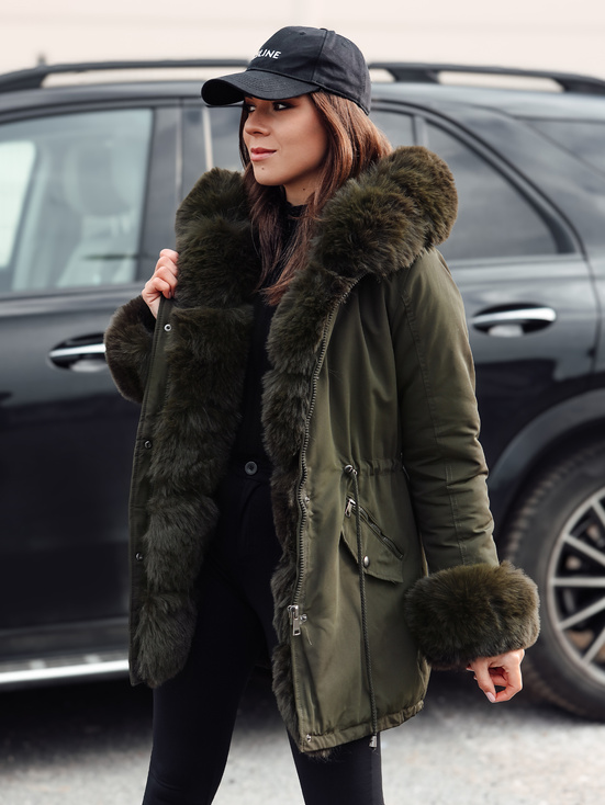 Damen Parka Jacke mit Fell CHARMFUR grün Dstreet TY4768