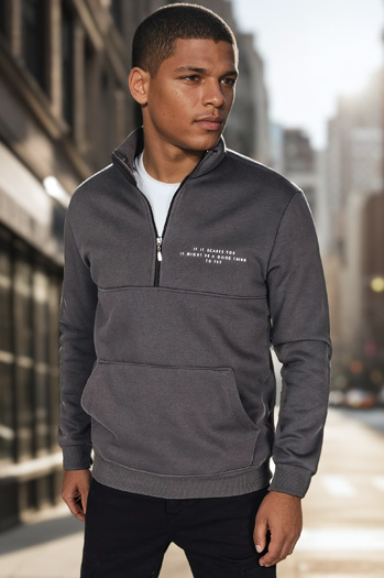 Bedrucktes graphitfarbenes Herren-Sweatshirt Dstreet BX5888