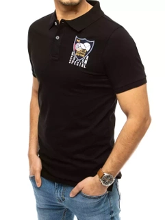 Herren Poloshirt mit Stickerei Schwarz Dstreet PX0389_2