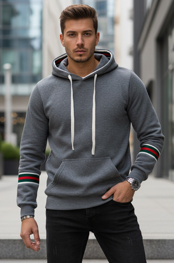 Grauer Kapuzenpullover für Männer Dstreet BX5946