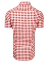 Weiß-rotes Herrenhemd  kariert mit Kurzarm Dstreet KX0954