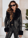 Damen Winter Lederjacke mit Kunstpelz schwarz Dstreet TY5212