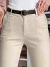 Damen Slim Fit Hose mit Gürtel TAIRONIK hellbeige Dstreet UY2546