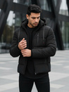 Herren Steppwinterjacke mit Kapuze schwarz Dstreet TX5117