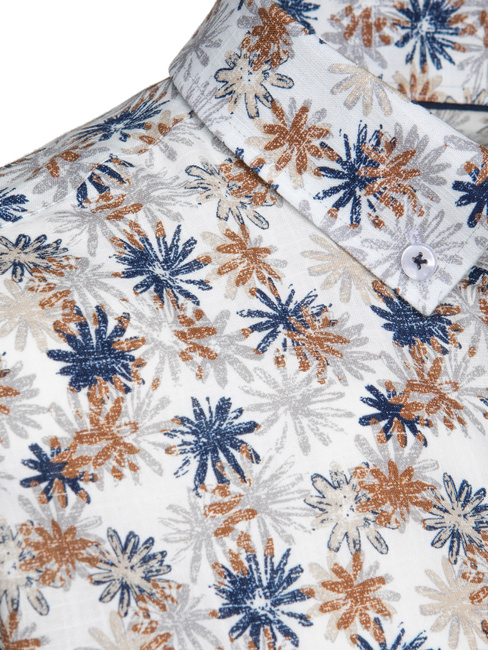 Weißes Herrenhemd mit Blumenmuster Dstreet DX2645