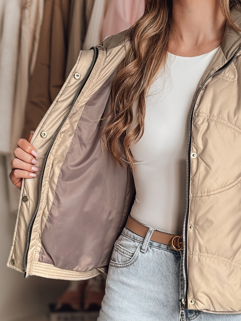 Damen Übergangs-Steppjacke mit Kapuze NIVESSO beige Dstreet TY4858