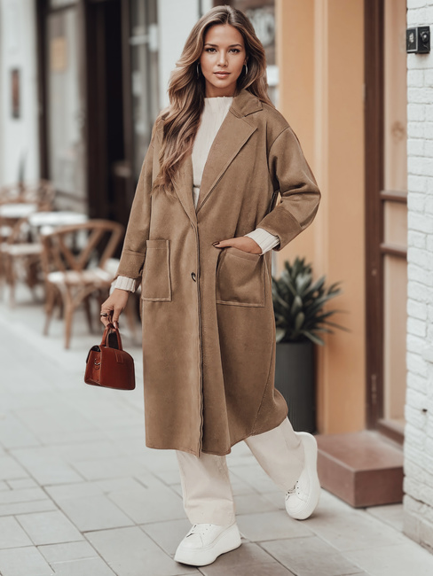 Damenmantel in Übergröße AVELINNI lang beige Dstreet NY0694