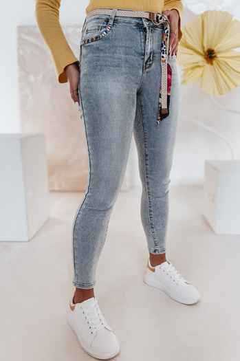 Damen Skinny Jeans TRENDIFIX Hose mit Gürtel blau Dstreet UY2481