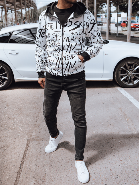 Herren Kapuzenpulli mit Reißverschluss weiß Dstreet BX5788