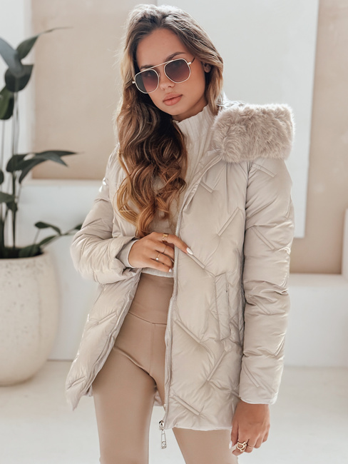 Damen Winterjacke LOVEINSIDE gesteppt mit Fell beige Dstreet TY5053