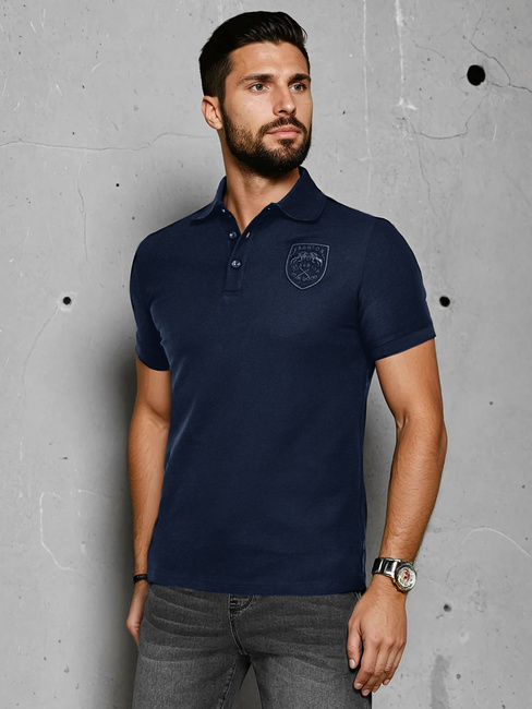Herren Poloshirt mit Aufnäher blau Dstreet PX0625