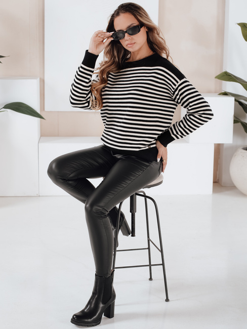 Gestreifter Damen-Pullover ELVARA schwarz Dstreet MY2524