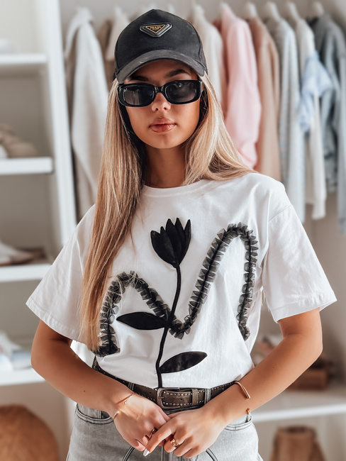 Damen-T-Shirt in Übergröße mit 3D PETINIA-Effekt weiß Dstreet RY2713