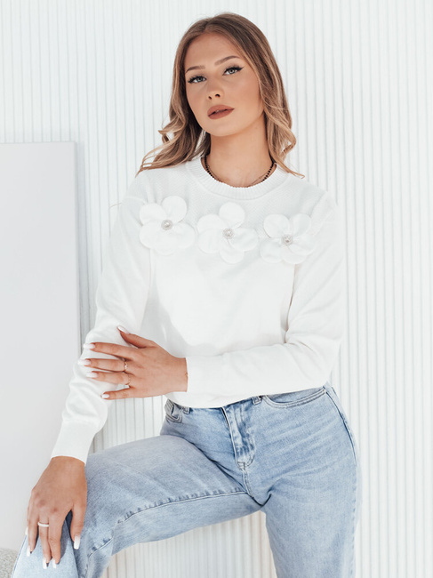 Damen Lange Pullover SOITE Farbe Weiß DSTREET MY2292