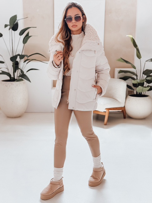 Damen WARMMISS gesteppte Winterjacke mit Kapuze weiß Dstreet TY4922