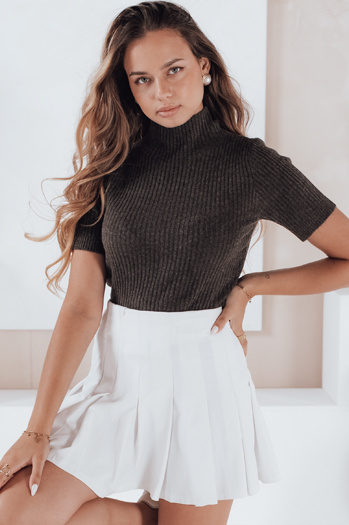 Kurzarm-Pullover mit Rippenstruktur GIRLGLORY braun Dstreet MY2554