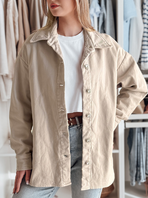 Damen-Übergangsshirtjacke in Übergröße KOSMOJACK j.beige Dstreet TY4842