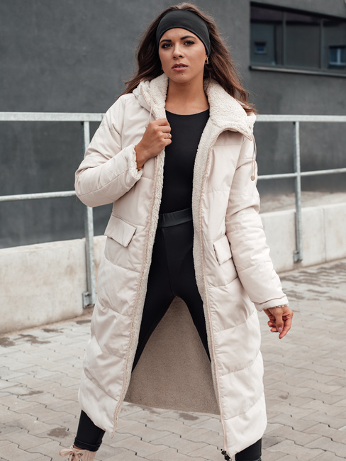 Damen Winterjacke GLAMPUFF beidseitig gesteppt mit Kapuze beige Dstreet TY4605