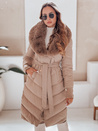 Damen Winterjacke gesteppt mit Pelz camel Dstreet TY5077
