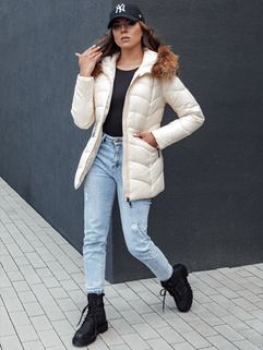 Gesteppte Damen-Winterjacke mit Kapuze EMBRACE ecru Dstreet TY4492_3