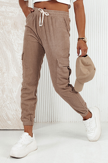 Gestreifte CHICCORD Damenhose in Kamel Dstreet UY2175